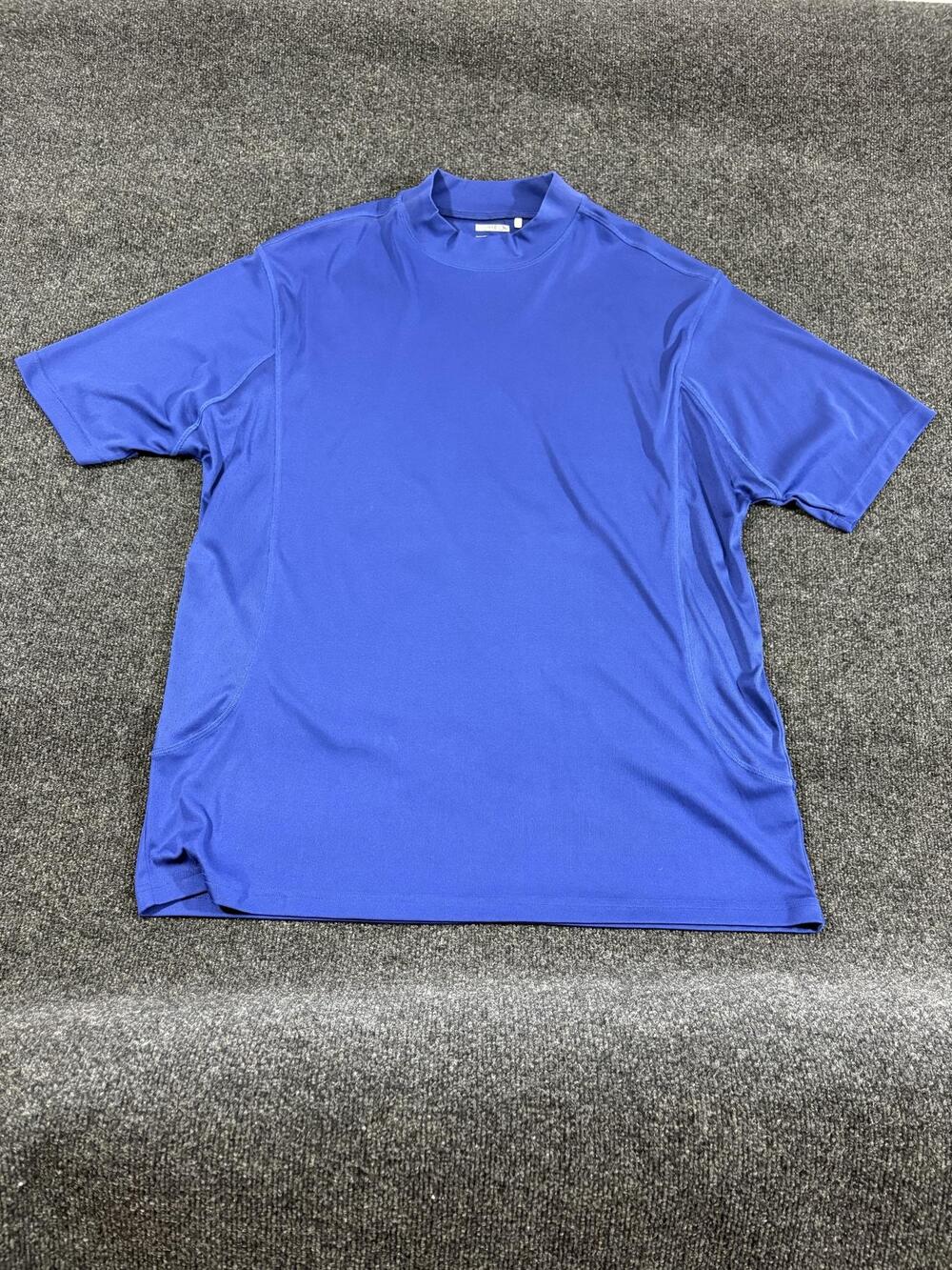 Adidas Shirt Mens XL Blue Mock Neck Raglan Short Sleeve Performance T Shirt